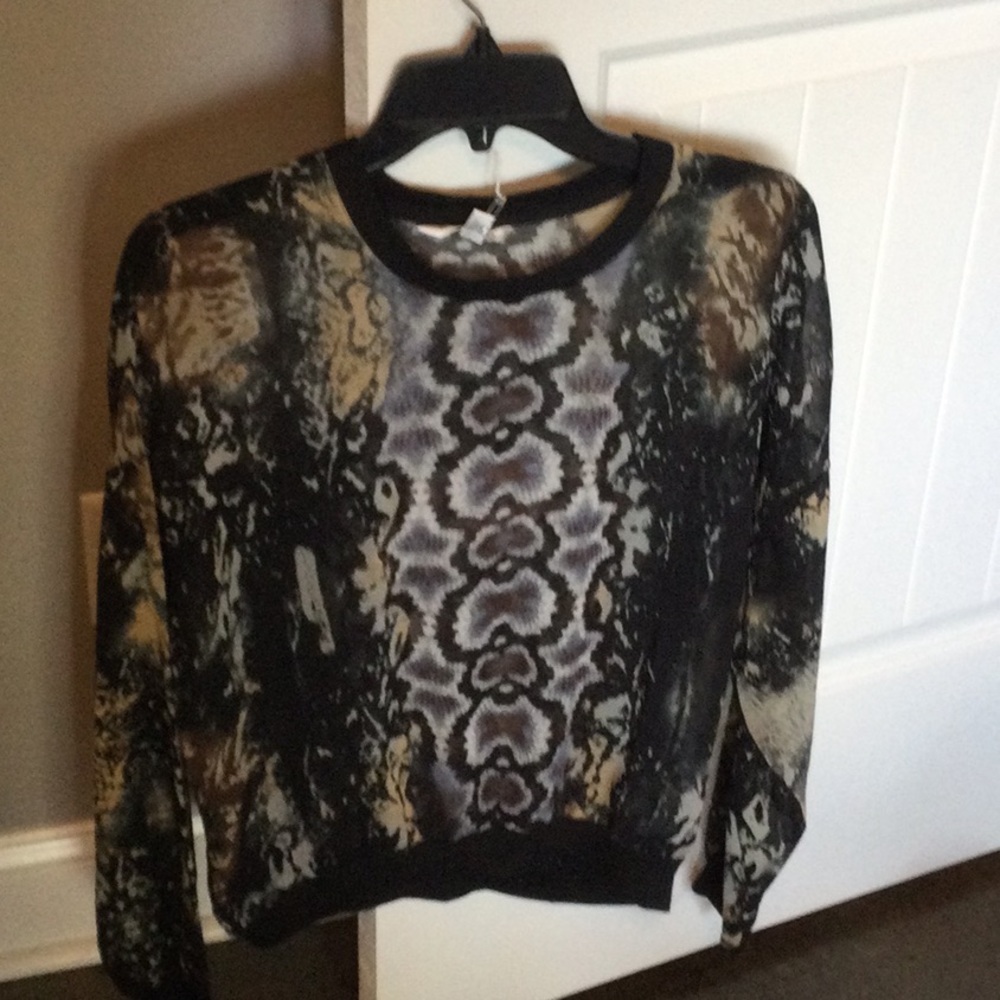 CAbi Black Graphic Fitted Long Sleeve Hoodie